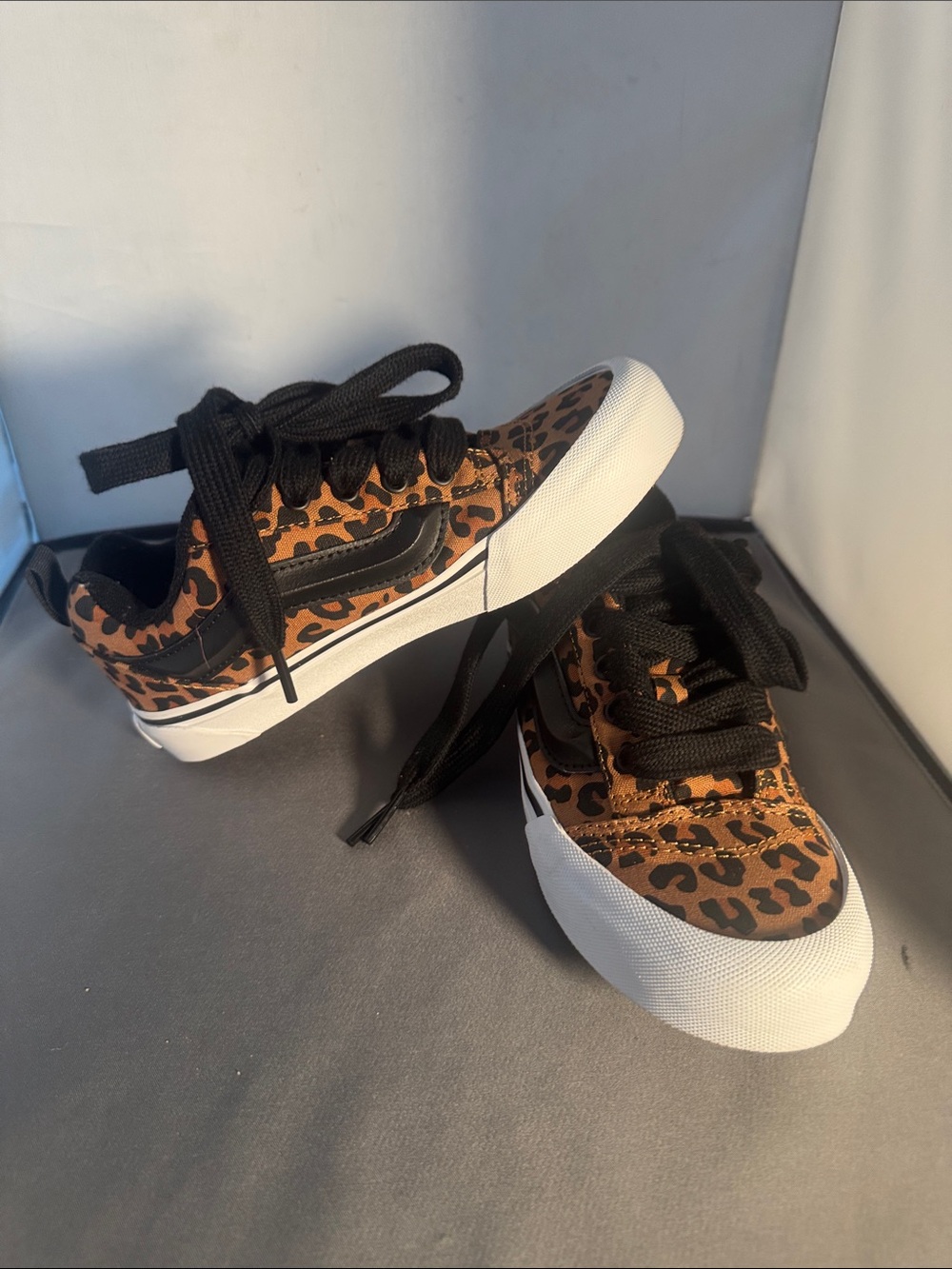 Vans Kids Leopard Print Brown Black Skate Shoes